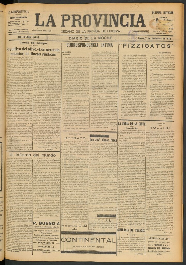 Miniatura de La Provincia : diario de la noche del 7 de septiembre de 1933