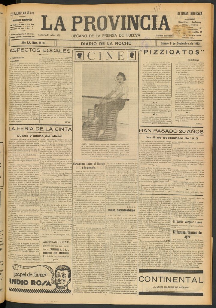Miniatura de La Provincia : diario de la noche del 9 de septiembre de 1933
