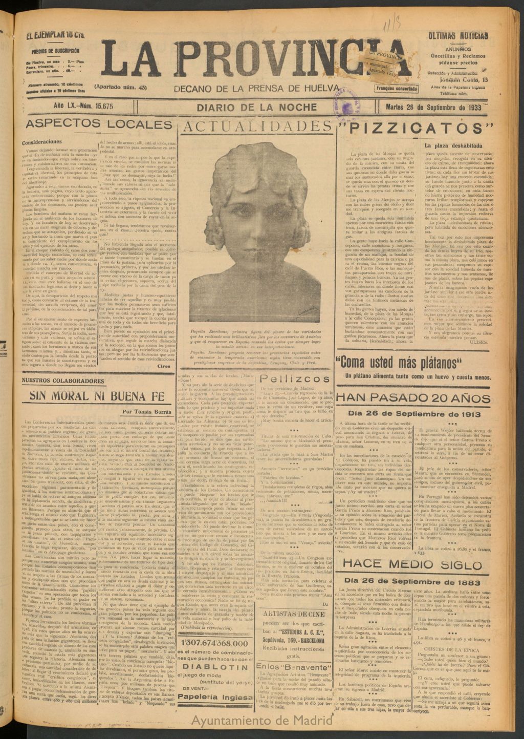 Miniatura de La Provincia : diario de la noche del 26 de septiembre de 1933