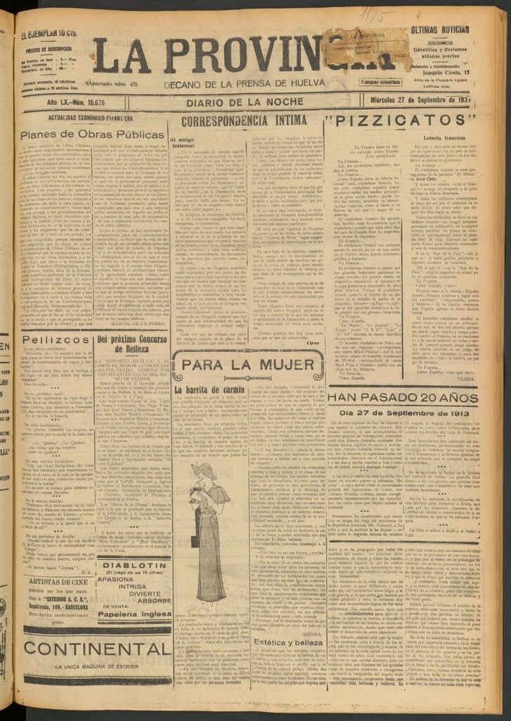 Miniatura de La Provincia : diario de la noche del 27 de septiembre de 1933