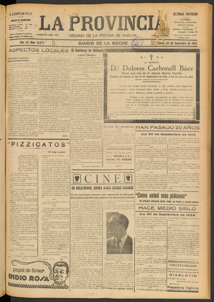 Miniatura de La Provincia : diario de la noche del 30 de septiembre de 1933