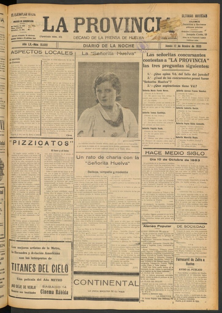 Miniatura de La Provincia : diario de la noche del 12 de octubre de 1933