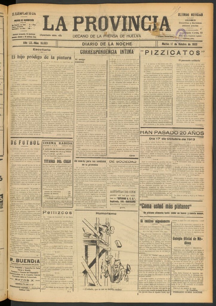 Miniatura de La Provincia : diario de la noche del 17 de octubre de 1933