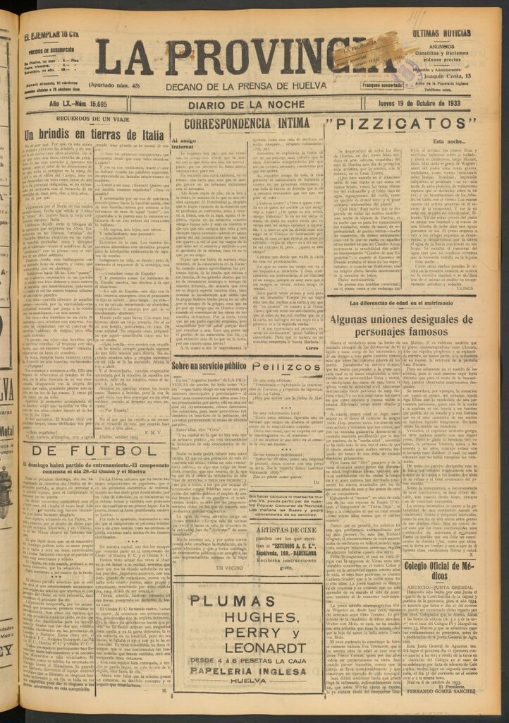 Miniatura de La Provincia : diario de la noche del 19 de octubre de 1933