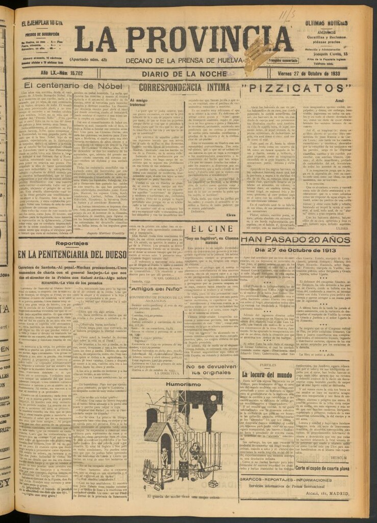 Miniatura de La Provincia : diario de la noche del 27 de octubre de 1933