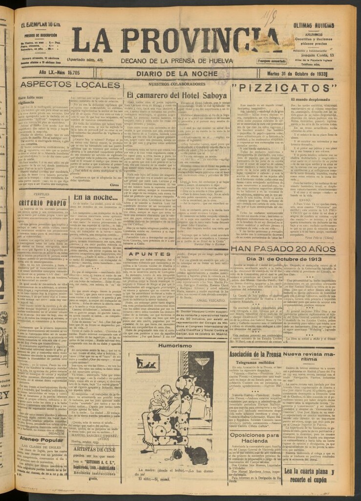Miniatura de La Provincia : diario de la noche del 31 de octubre de 1933