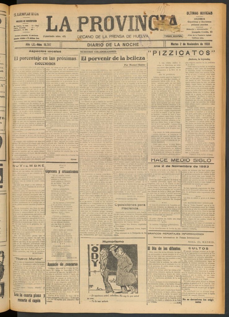 Miniatura de La Provincia : diario de la noche del 2 de noviembre de 1933