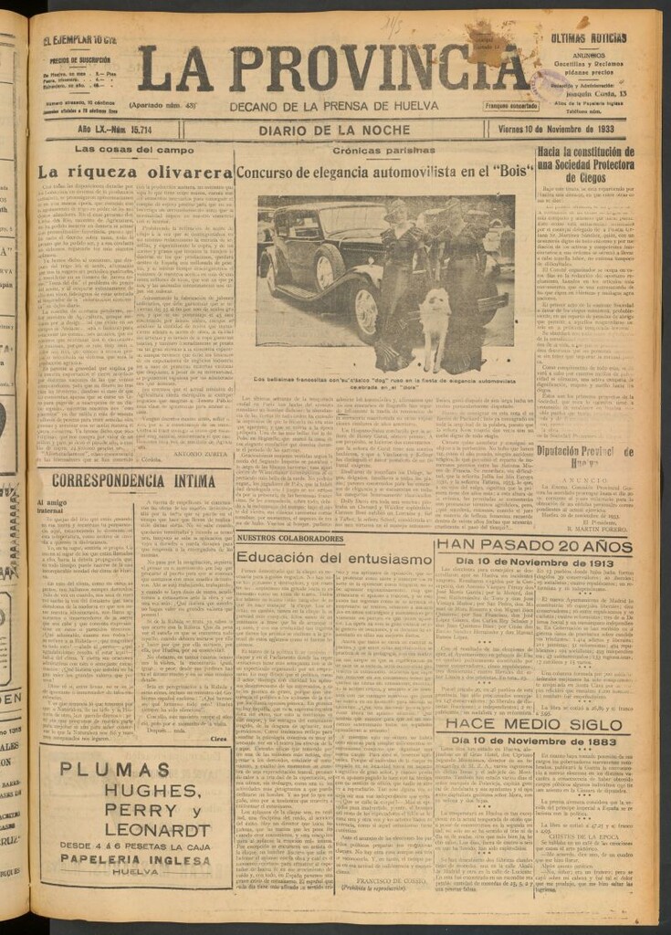 Miniatura de La Provincia : diario de la noche del 10 de noviembre de 1933