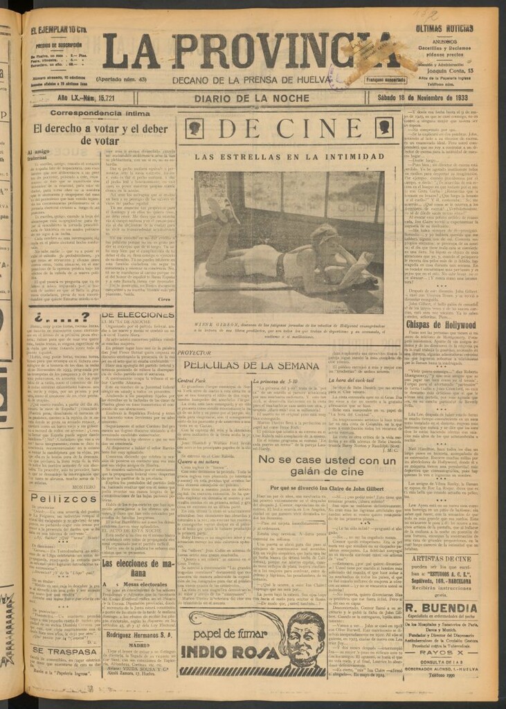 Miniatura de La Provincia : diario de la noche del 18 de noviembre de 1933