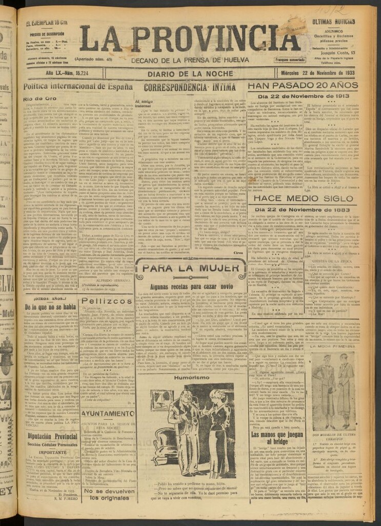Miniatura de La Provincia : diario de la noche del 22 de noviembre de 1933