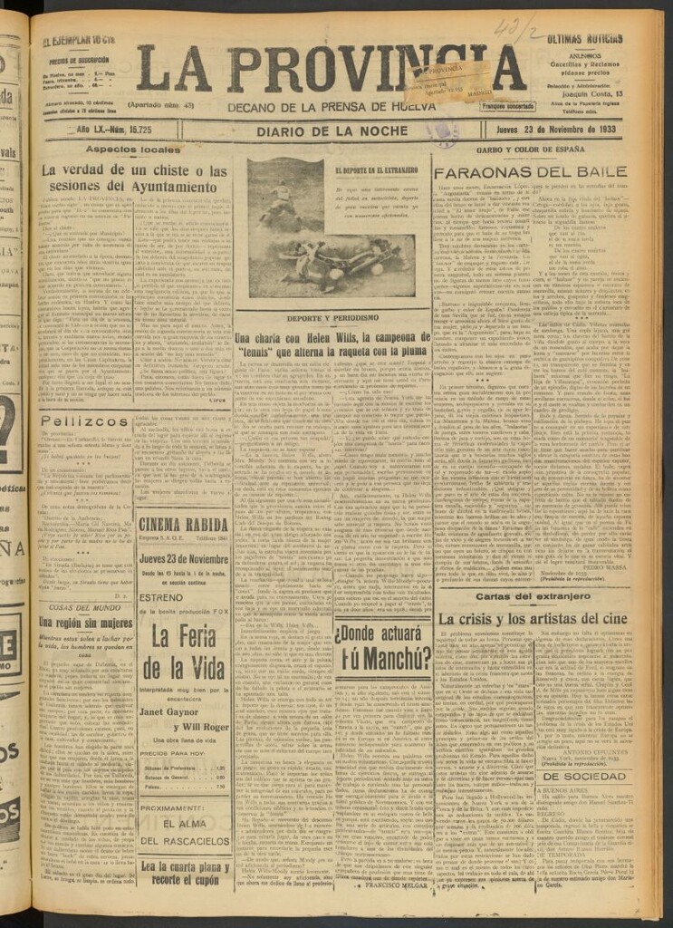 Miniatura de La Provincia : diario de la noche del 23 de noviembre de 1933