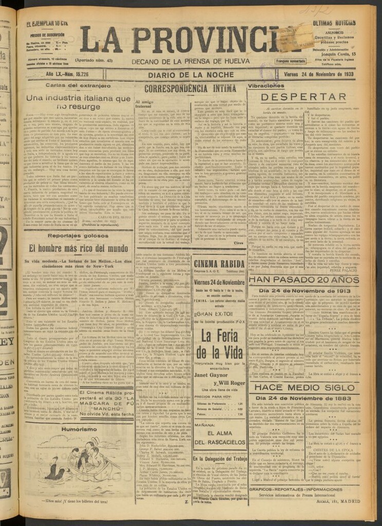 Miniatura de La Provincia : diario de la noche del 24 de noviembre de 1933