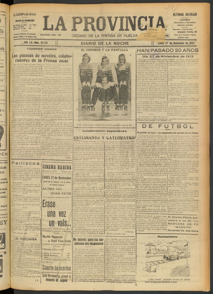 Miniatura de La Provincia : diario de la noche del 27 de noviembre de 1933