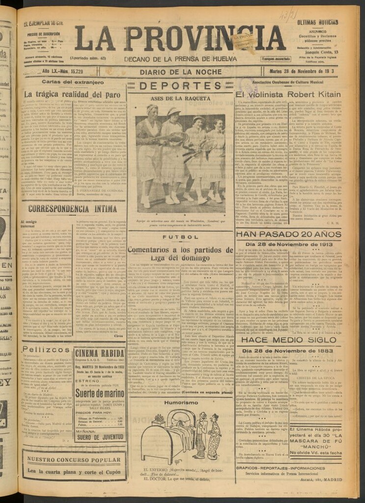 Miniatura de La Provincia : diario de la noche del 28 de noviembre de 1933
