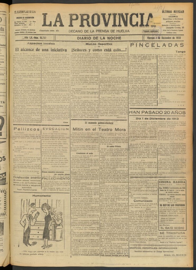 Miniatura de La Provincia : diario de la noche del 1 de diciembre de 1933