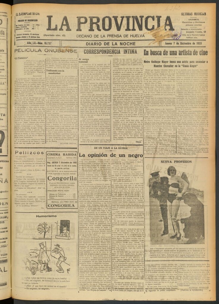 Miniatura de La Provincia : diario de la noche del 7 de diciembre de 1933