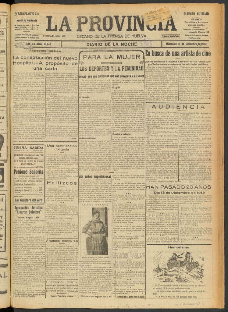 Miniatura de La Provincia : diario de la noche del 13 de diciembre de 1933