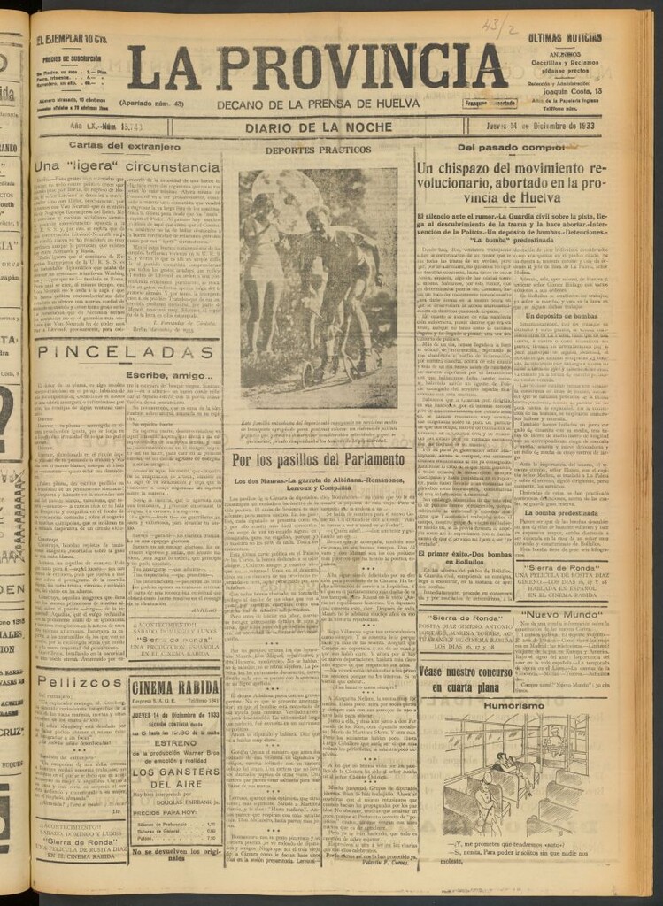 Miniatura de La Provincia : diario de la noche del 14 de diciembre de 1933