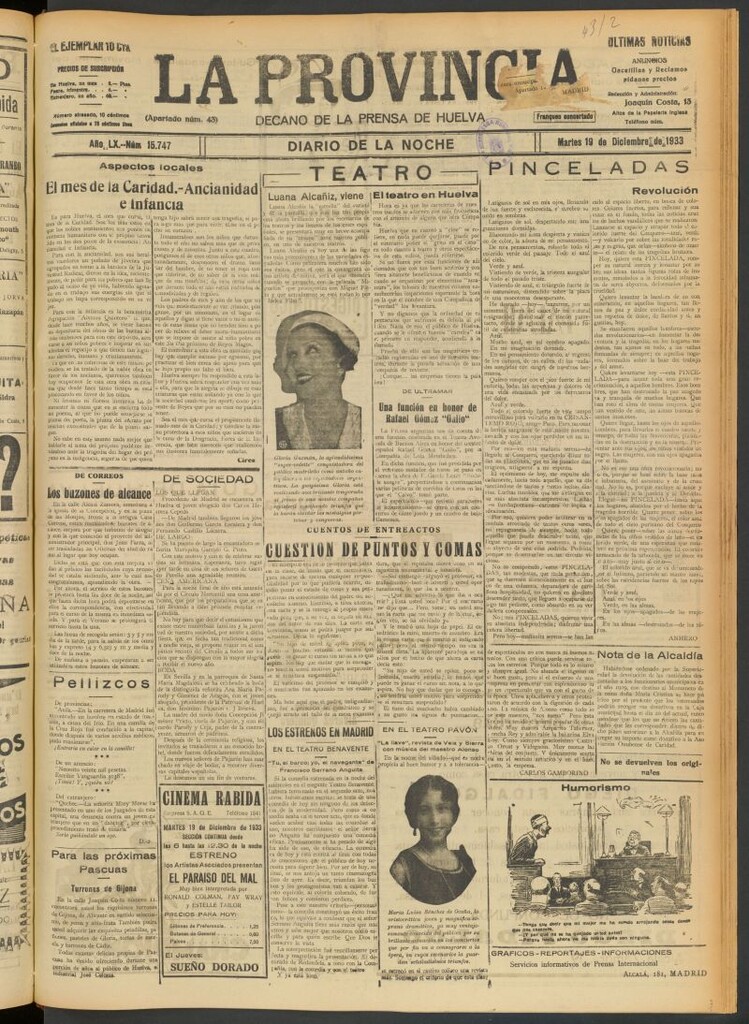 Miniatura de La Provincia : diario de la noche del 19 de diciembre de 1933