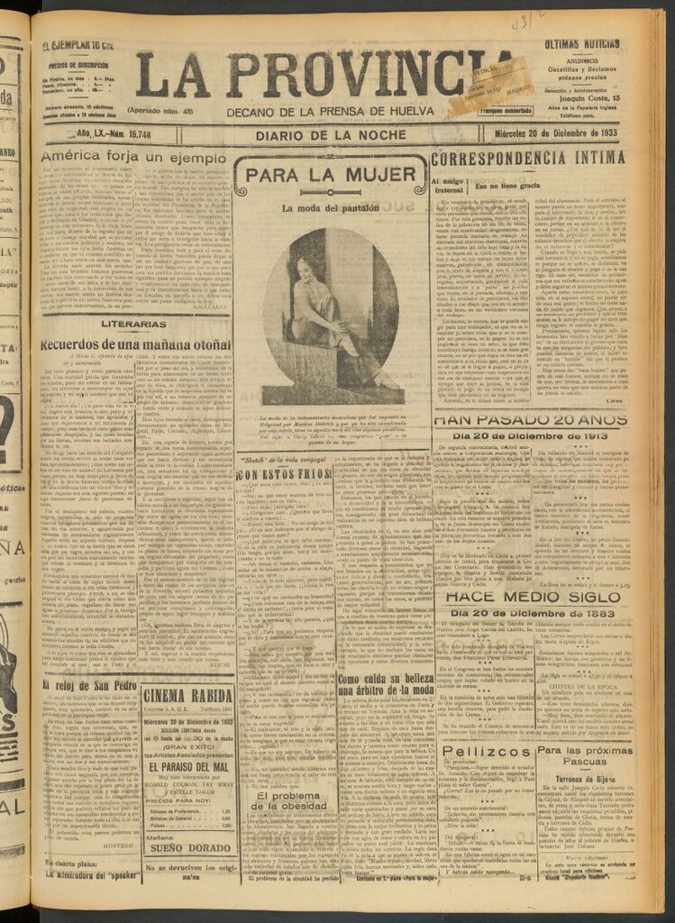 Miniatura de La Provincia : diario de la noche del 20 de diciembre de 1933