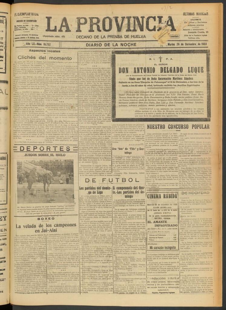 Miniatura de La Provincia : diario de la noche del 26 de diciembre de 1933