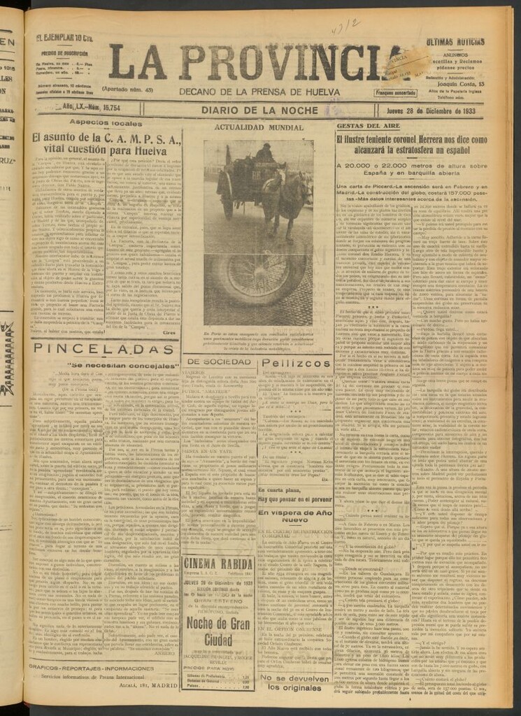 Miniatura de La Provincia : diario de la noche del 28 de diciembre de 1933