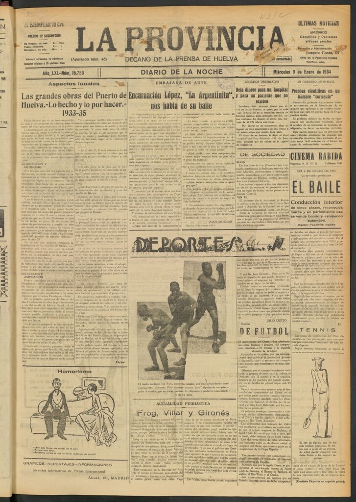Miniatura de La Provincia : diario de la noche del 3 de enero de 1934