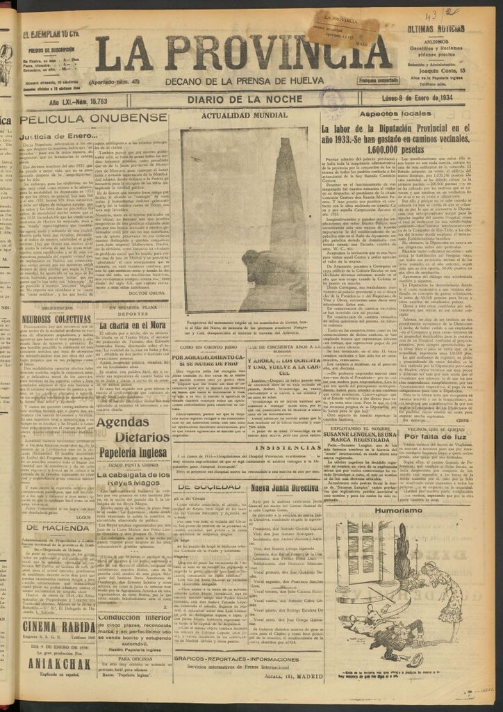 Miniatura de La Provincia : diario de la noche del 8 de enero de 1934