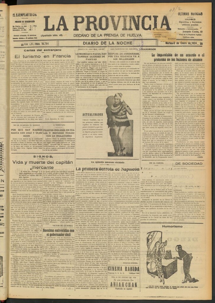 Miniatura de La Provincia : diario de la noche del 9 de enero de 1934