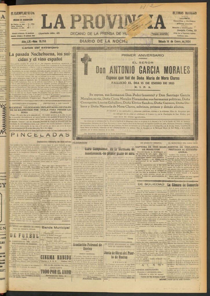 Miniatura de La Provincia : diario de la noche del 14 de enero de 1934