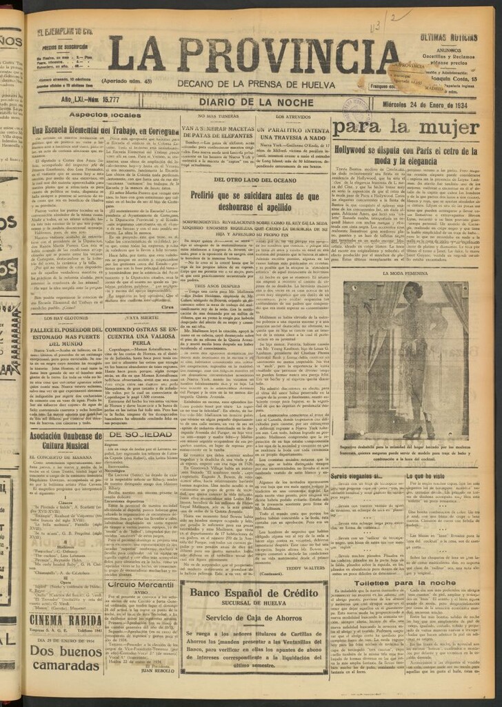 Miniatura de La Provincia : diario de la noche del 24 de enero de 1934