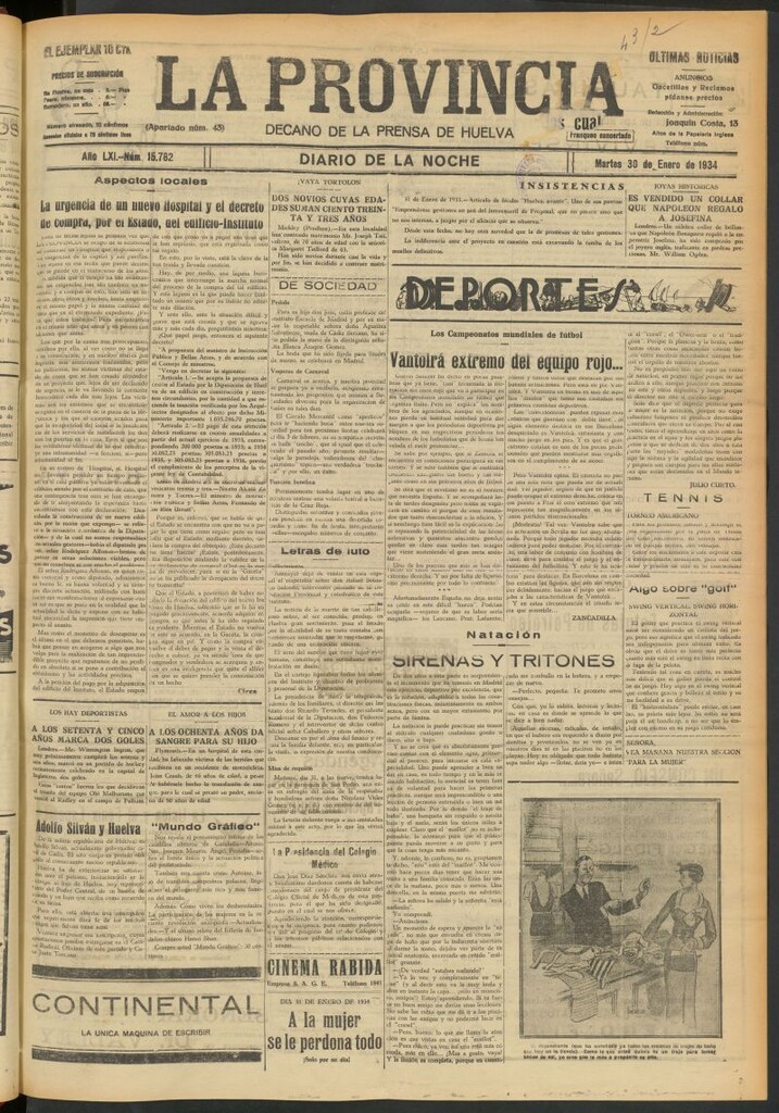 Miniatura de La Provincia : diario de la noche del 30 de enero de 1934
