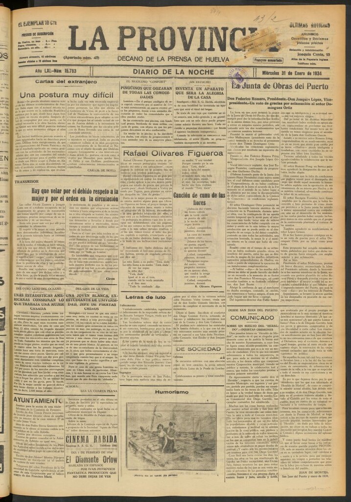 Miniatura de La Provincia : diario de la noche del 31 de enero de 1934
