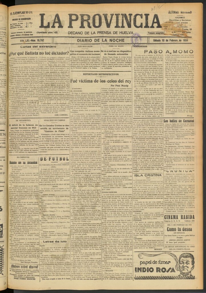 Miniatura de La Provincia : diario de la noche del 10 de febrero de 1934