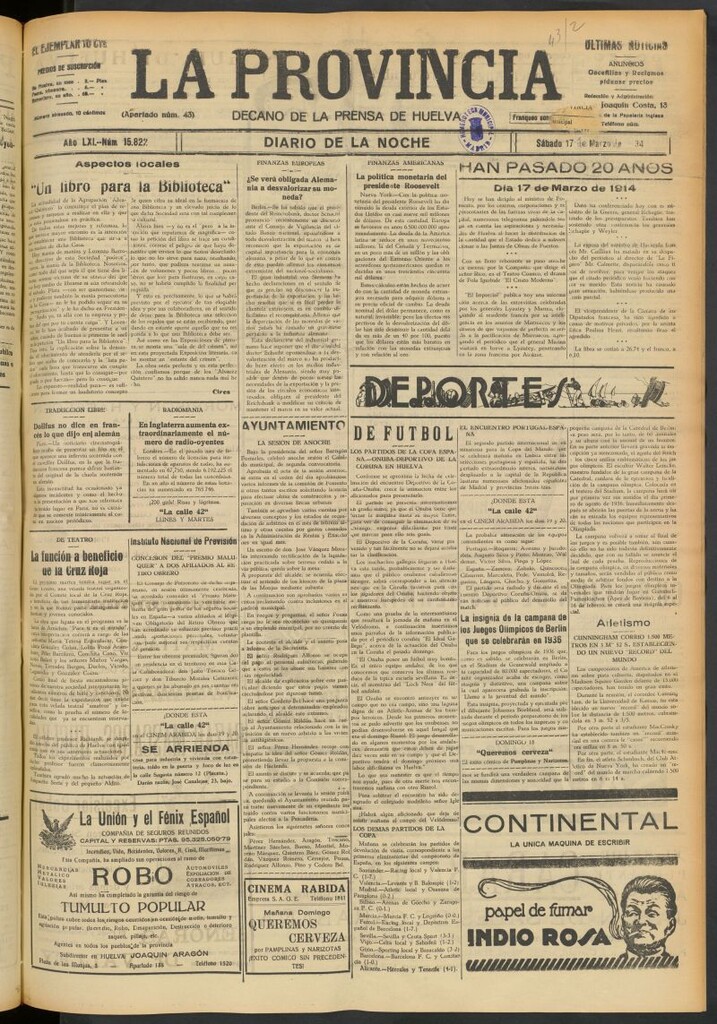 Miniatura de La Provincia : diario de la noche del 17 de marzo de 1934