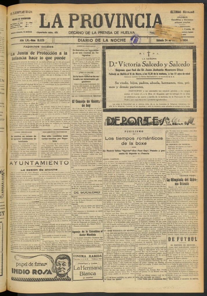 Miniatura de La Provincia : diario de la noche del 24 de marzo de 1934