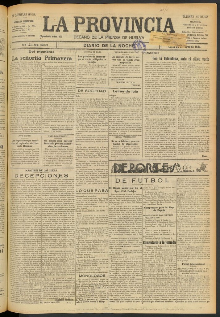 Miniatura de La Provincia : diario de la noche del 26 de marzo de 1934