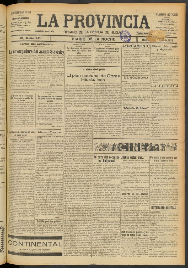 Miniatura de La Provincia : diario de la noche del 28 de marzo de 1934