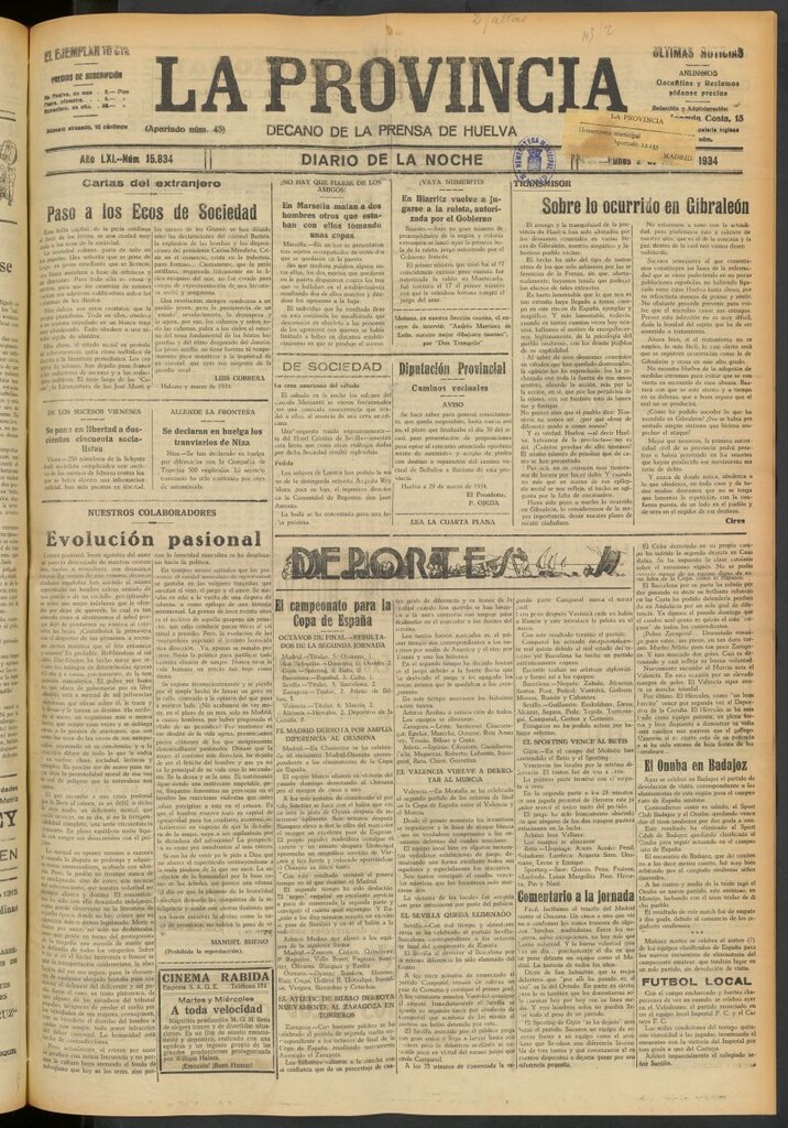 Miniatura de La Provincia : diario de la noche del 2 de abril de 1934