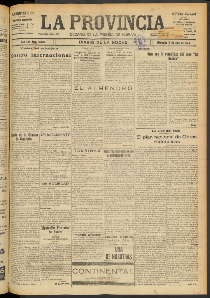 Miniatura de La Provincia : diario de la noche del 4 de abril de 1934