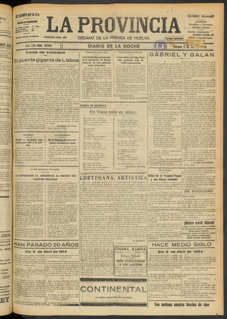 Miniatura de La Provincia : diario de la noche del 6 de abril de 1934