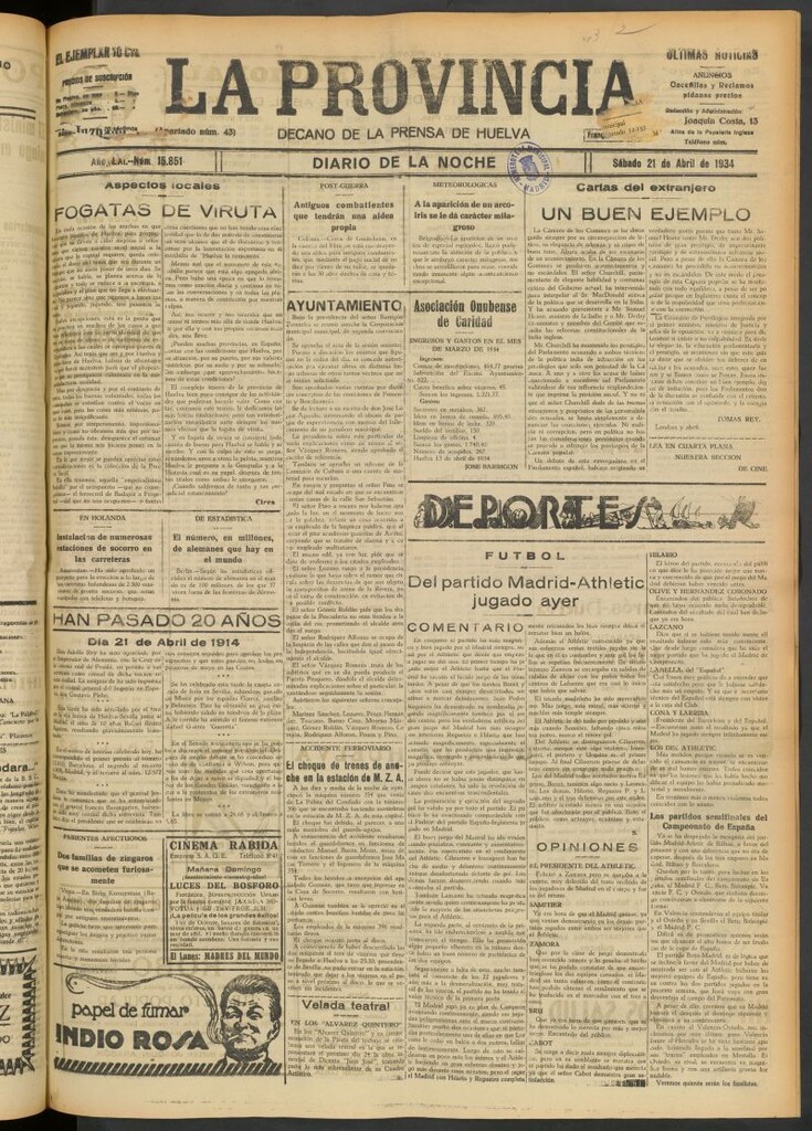 Miniatura de La Provincia : diario de la noche del 21 de abril de 1934