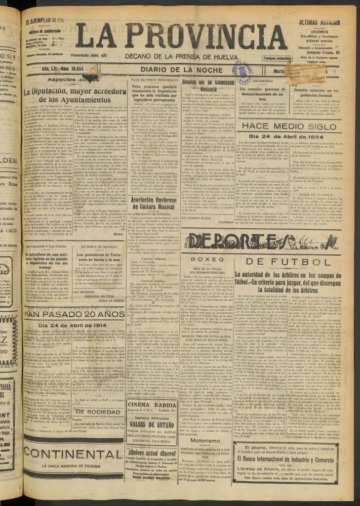 Miniatura de La Provincia : diario de la noche del 24 de abril de 1934