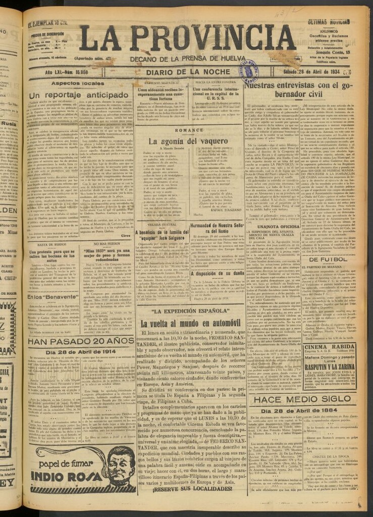 Miniatura de La Provincia : diario de la noche del 28 de abril de 1934