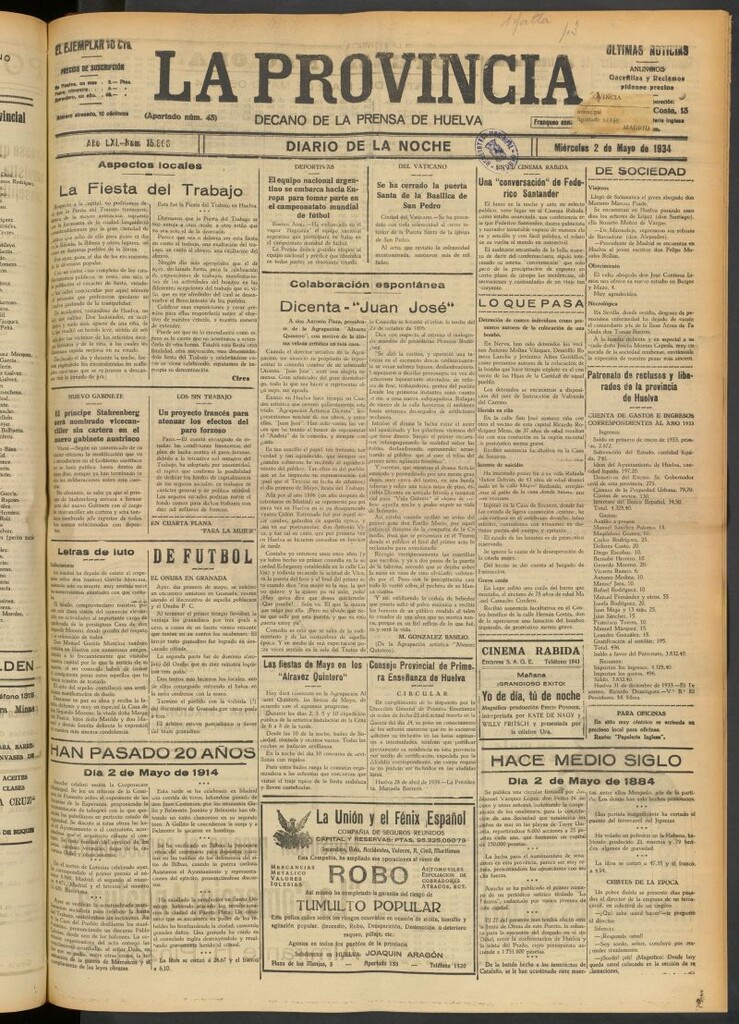 Miniatura de La Provincia : diario de la noche del 2 de mayo de 1934