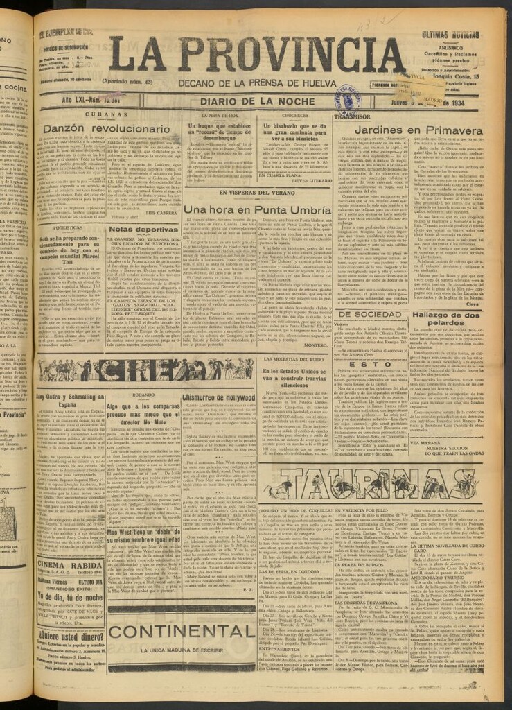 Miniatura de La Provincia : diario de la noche del 3 de mayo de 1934
