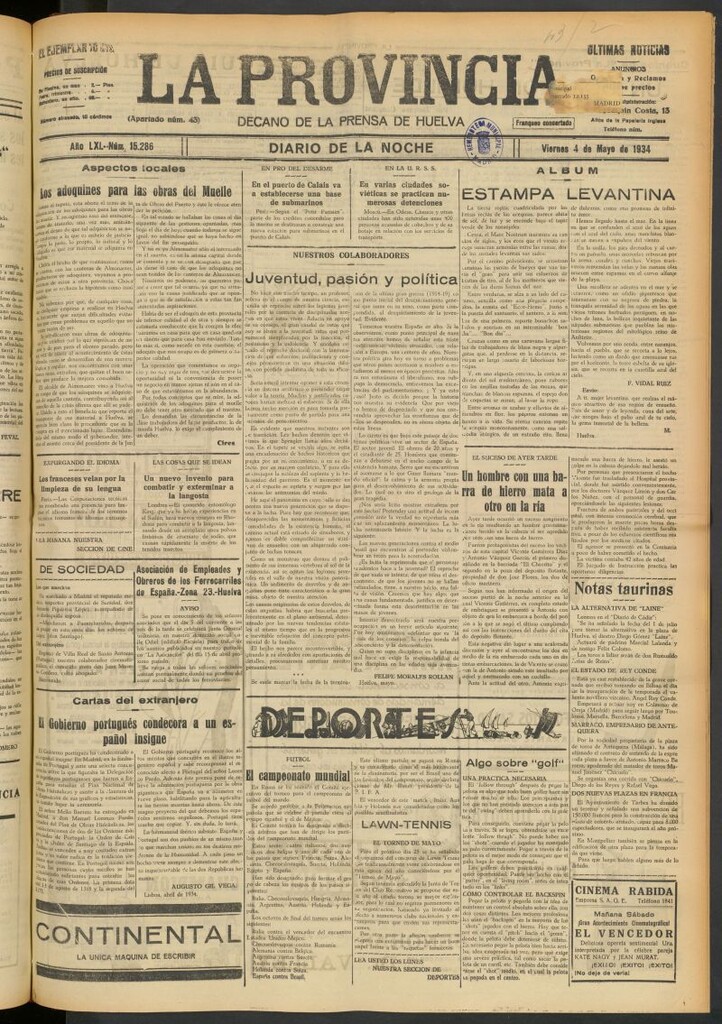 Miniatura de La Provincia : diario de la noche del 4 de mayo de 1934