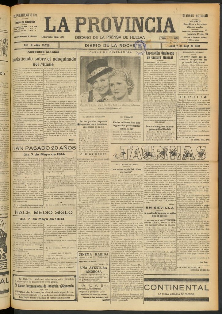 Miniatura de La Provincia : diario de la noche del 7 de mayo de 1934