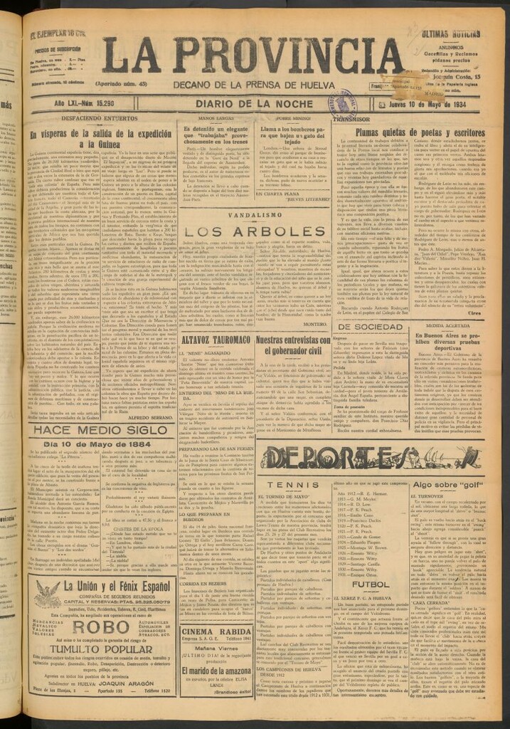 Miniatura de La Provincia : diario de la noche del 10 de mayo de 1934