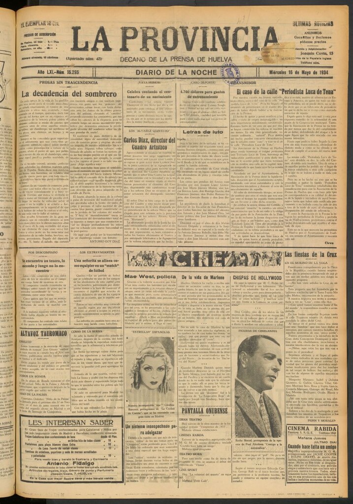 Miniatura de La Provincia : diario de la noche del 16 de mayo de 1934